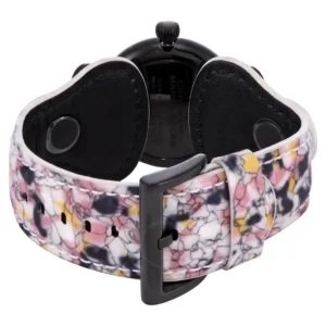 Multi-colored watch band and case.