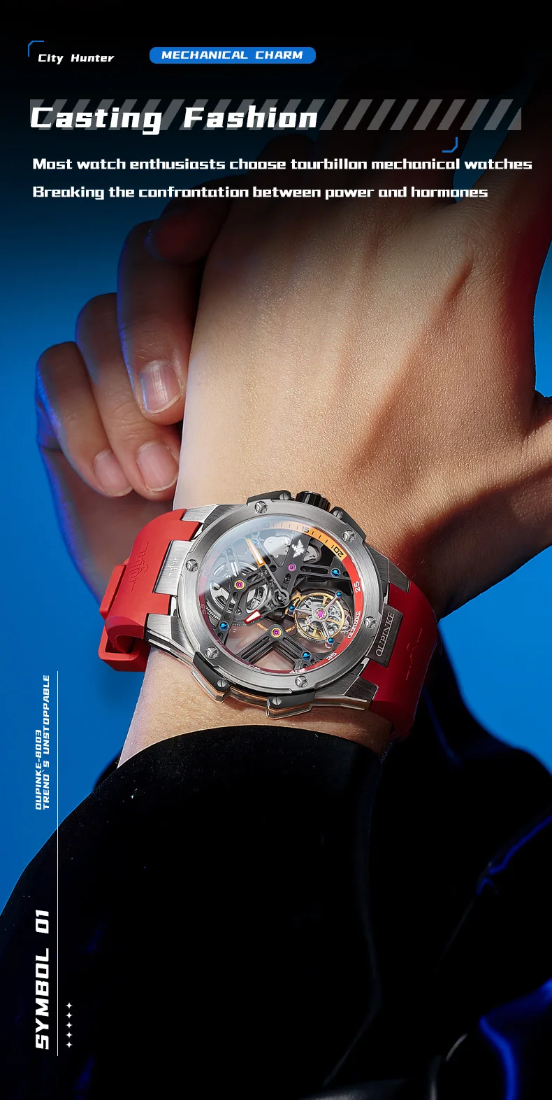 OUPINKE 8003 Skeleton Sport Men’s Watch