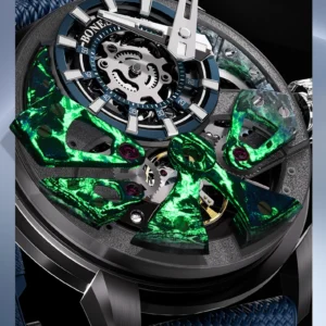 Luxury watch with green accents