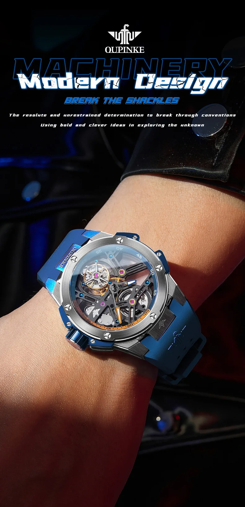 OUPINKE 8003 Skeleton Sport Men’s Watch