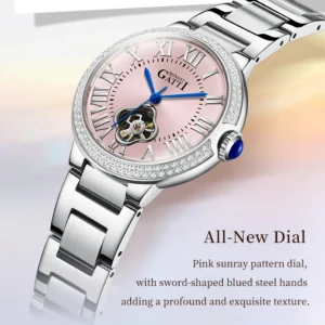 Pink dial diamond watch