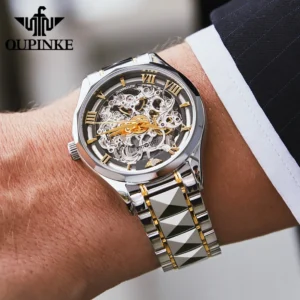 Skeleton watch on wrist