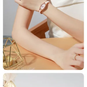 Elegant watch on wrist.