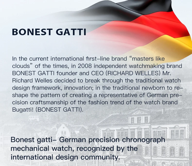bonest gatti german automatic mechanical watch for men business fashion silicone strap luminous waterproof Bonest Gatti German watch