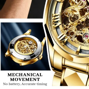 gold mechanical watch close-up