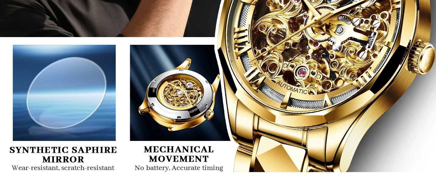 OUPINKE 3168 Skeleton Automatic Men’s Watch
