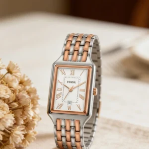 Two-tone rectangular watch