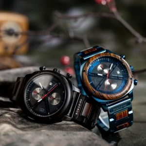 Stylish watches with wooden accents
