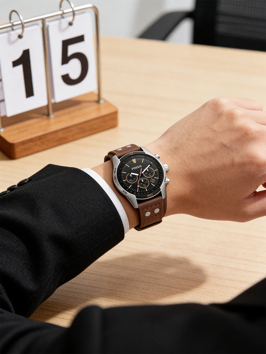 fossil coachman ch2891 mens watch chronograph black dial genuine brown leather strap sport quartz wristwatches top luxury Brown leather wrist watch