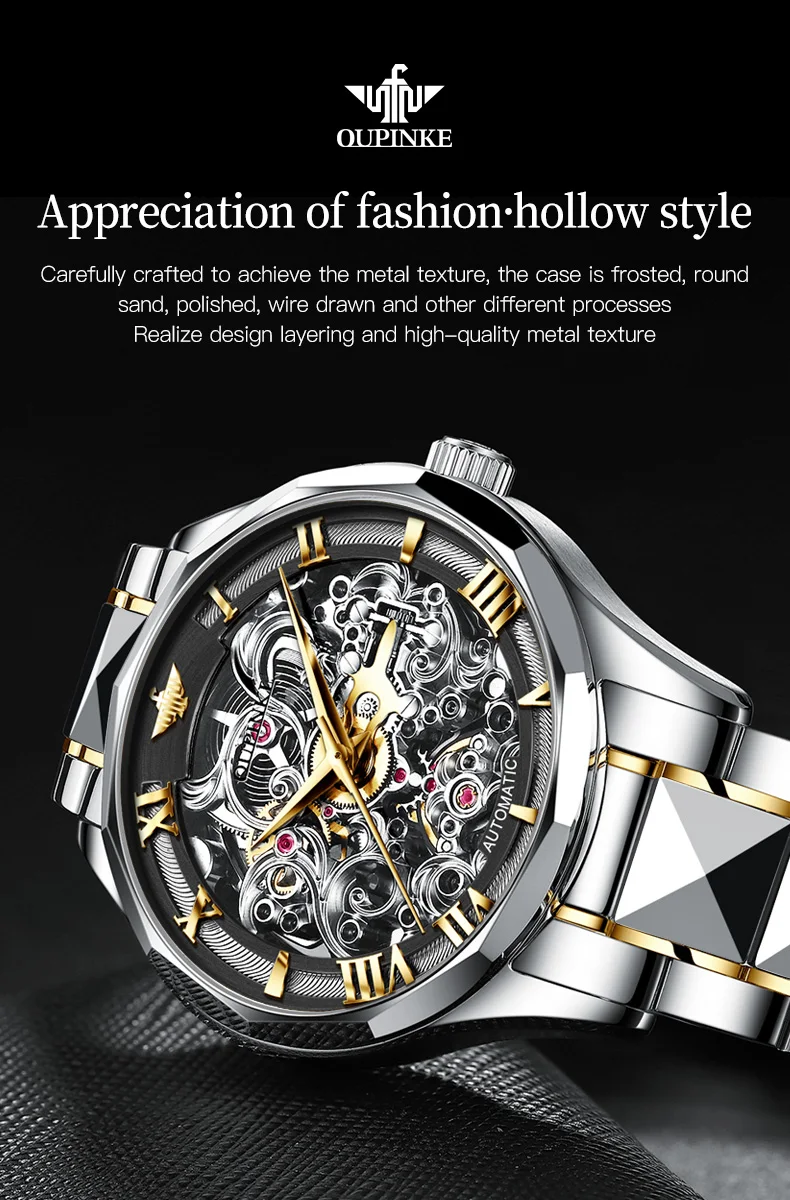 OUPINKE 3168 Skeleton Automatic Men’s Watch