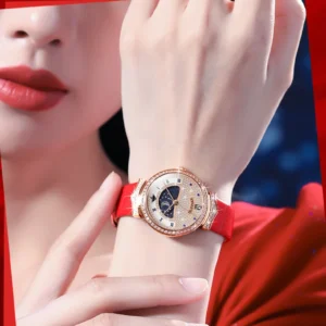 Red diamond encrusted watch