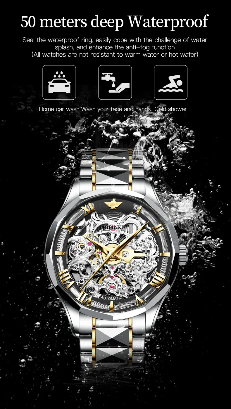 OUPINKE 3168 Skeleton Automatic Men’s Watch