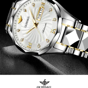 Silver and gold automatic watch