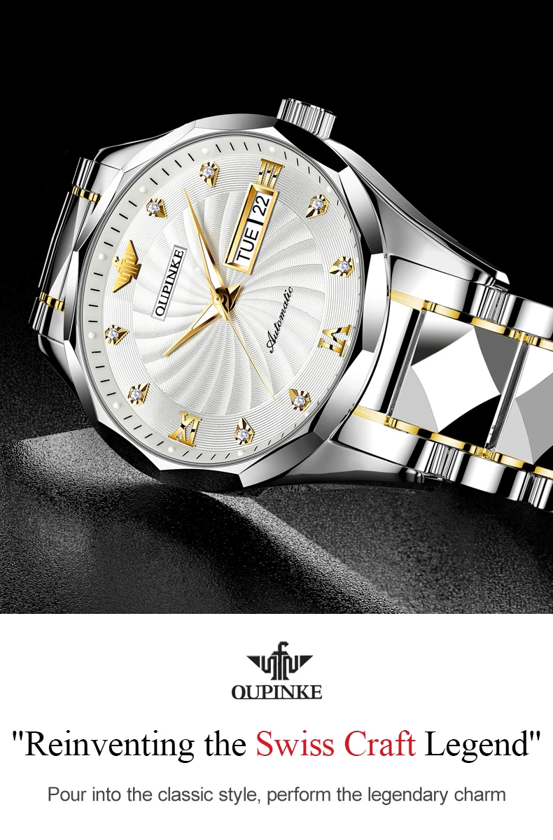 OUPINKE 3169 Men’s Automatic Tungsten Steel Watch