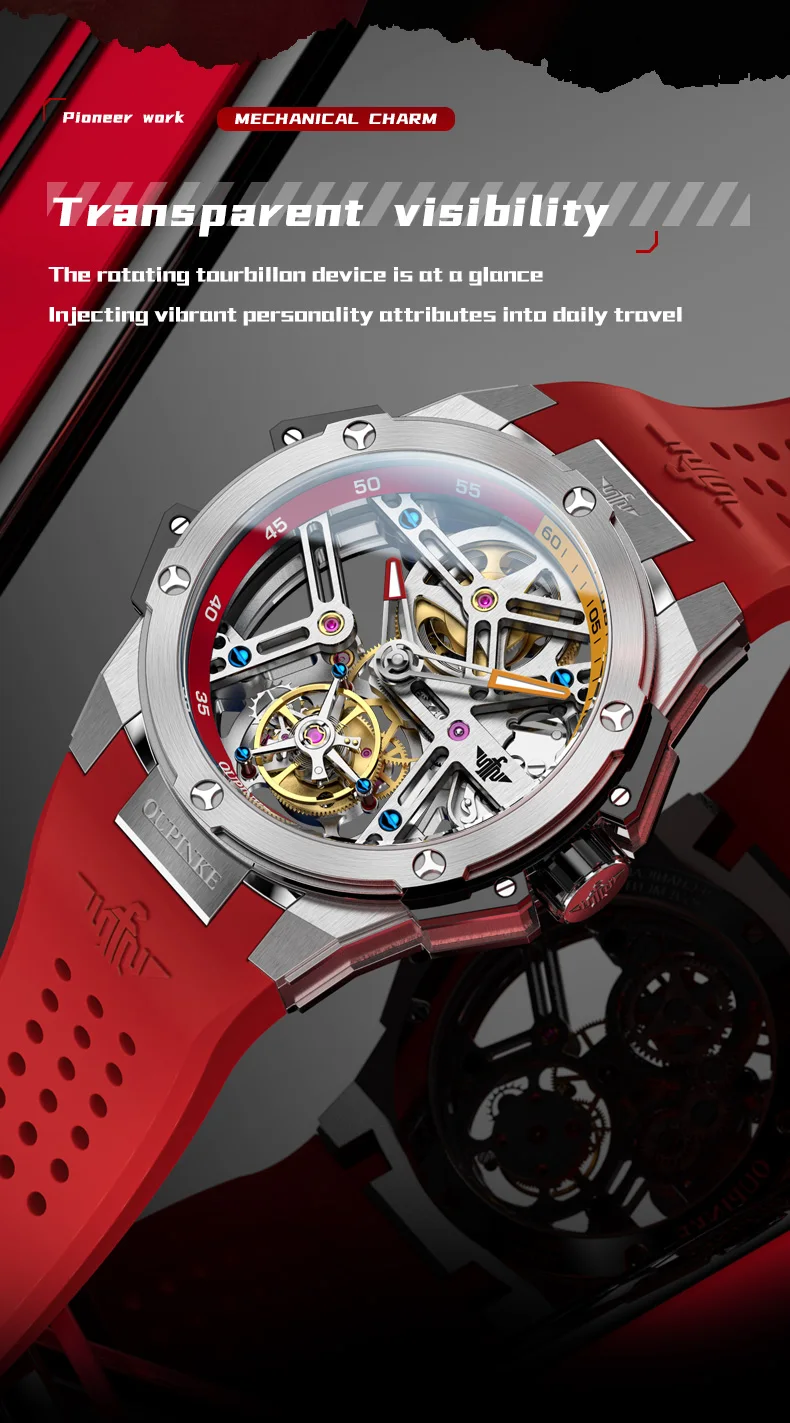 OUPINKE 8003 Skeleton Sport Men’s Watch