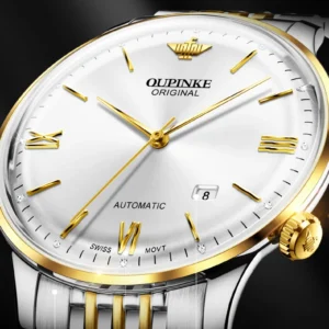 Gold and silver analog watch