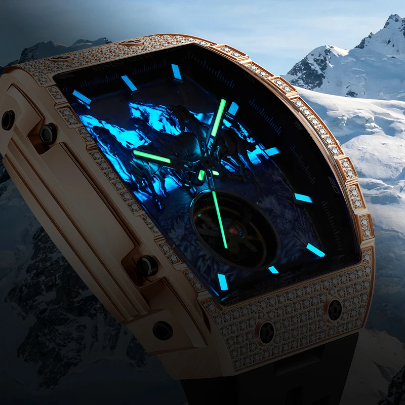 bonest gatti german automatic mechanical watch for men business fashion silicone strap luminous waterproof Luxury watch with glowing dial