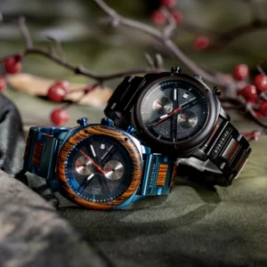 Two stylish wooden watches