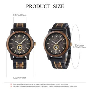 Wooden watch product size guide