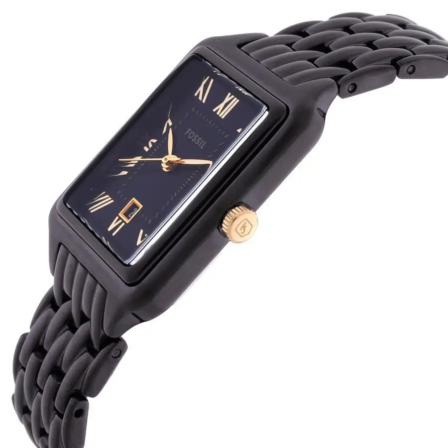 fossil | raquel quartz black dial ladies watch es5385 Black rectangle analog watch