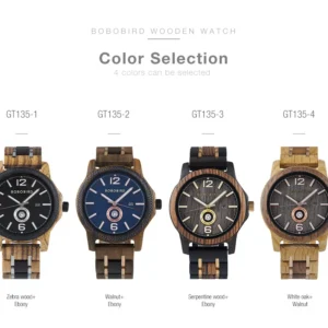 Wooden watch color selection