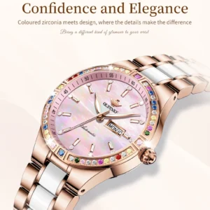 Elegant pink gemstone watch