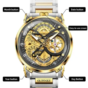 Gold and silver automatic watch