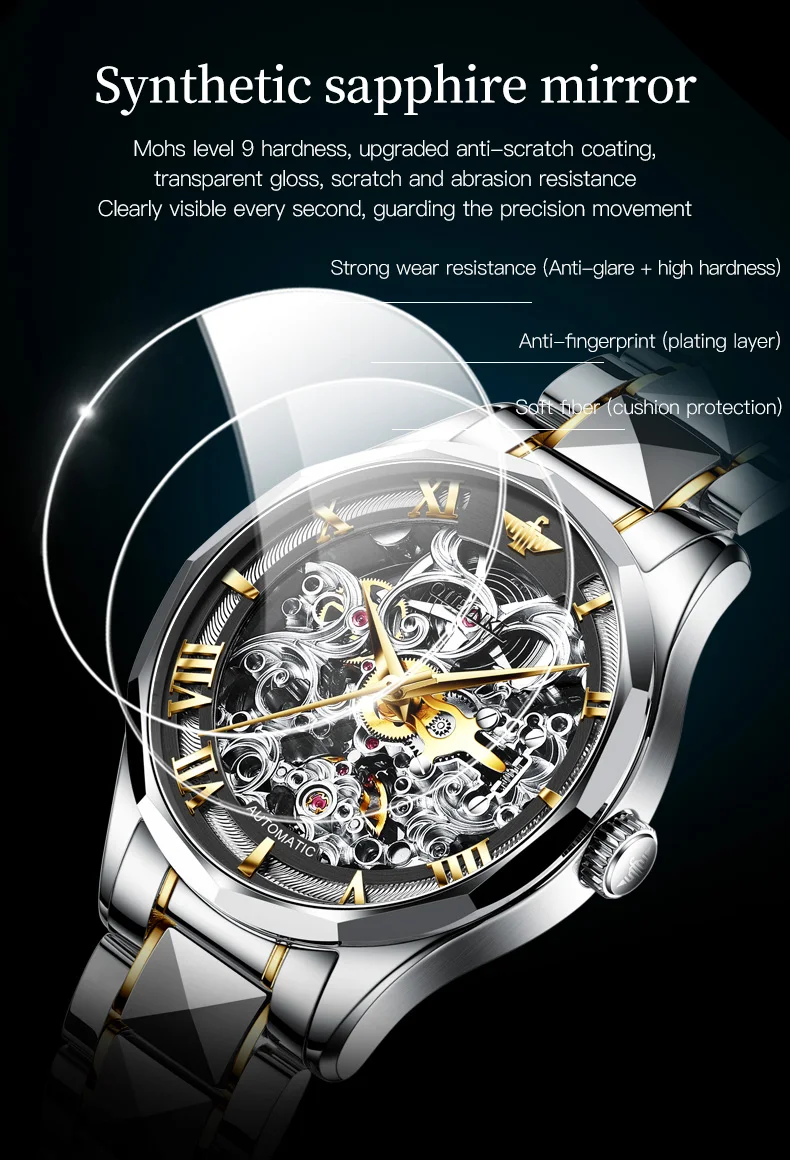 OUPINKE 3168 Skeleton Automatic Men’s Watch