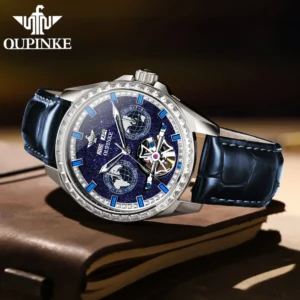 Blue diamond studded watch