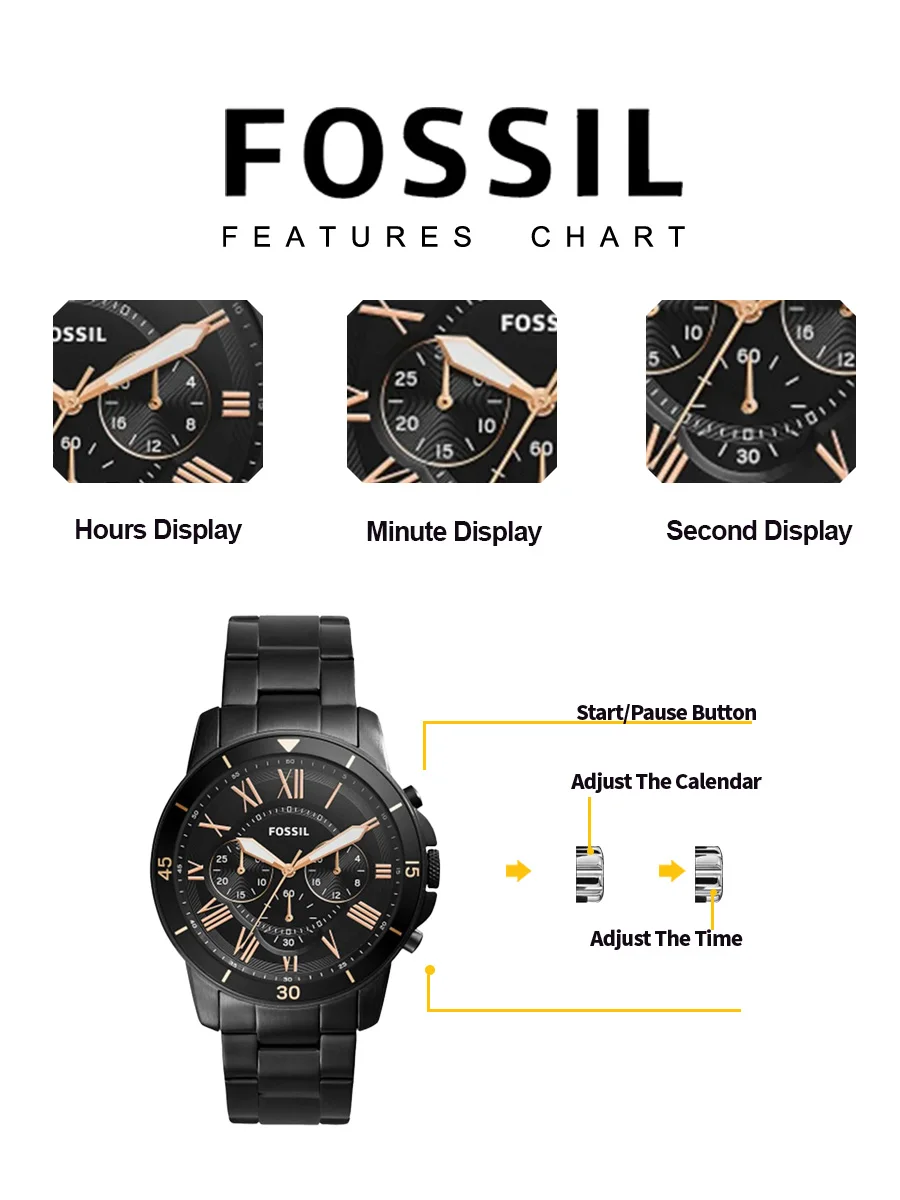 fossil fs5374 luxury men's watch sport quartz chronograph waterproof luminous stainless steel wristwatch relogio masculino Fossil FS5374 Men’s Stainless Steel Chronograph Watch - Image 6