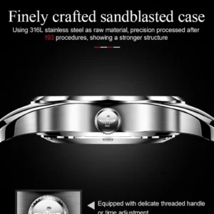 Sandblasted watch case detail