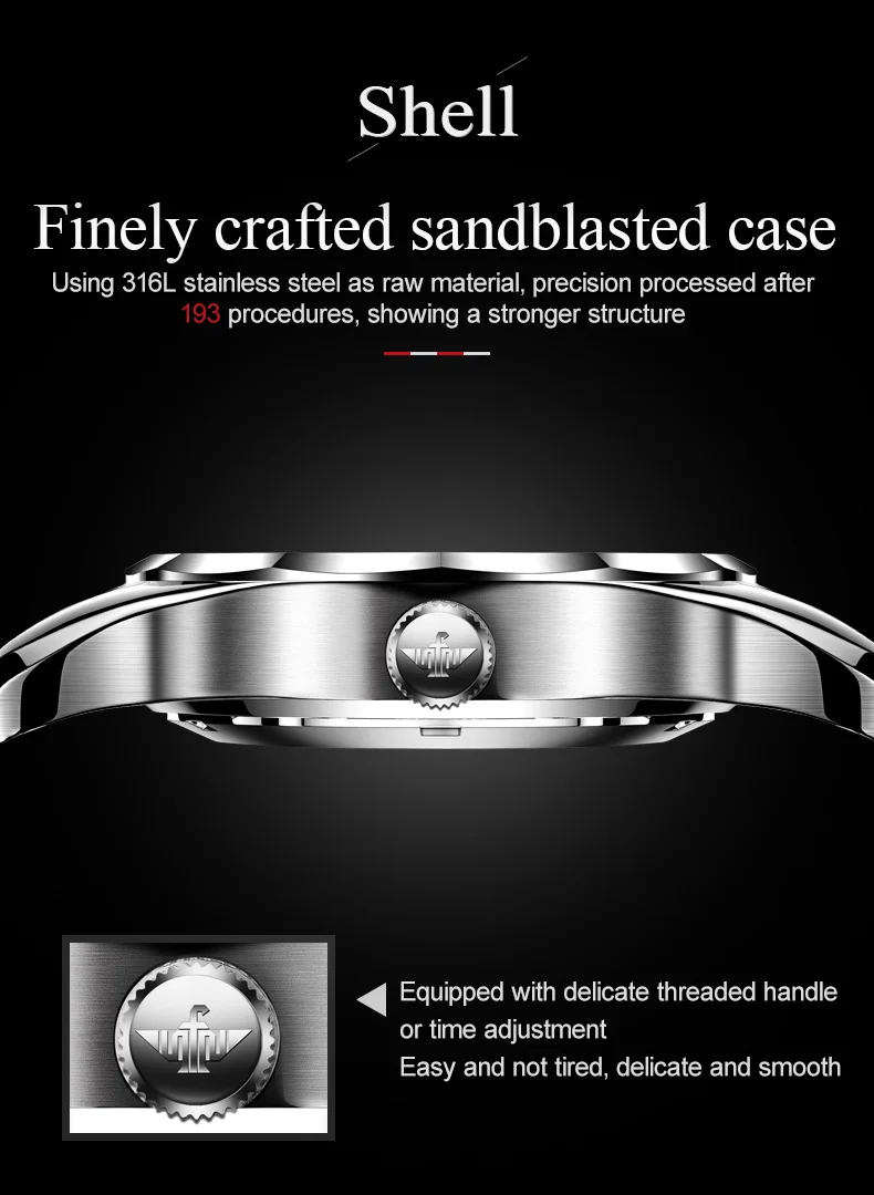 OUPINKE 3169 Men’s Automatic Tungsten Steel Watch