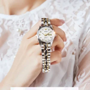 Silver and gold women's watch