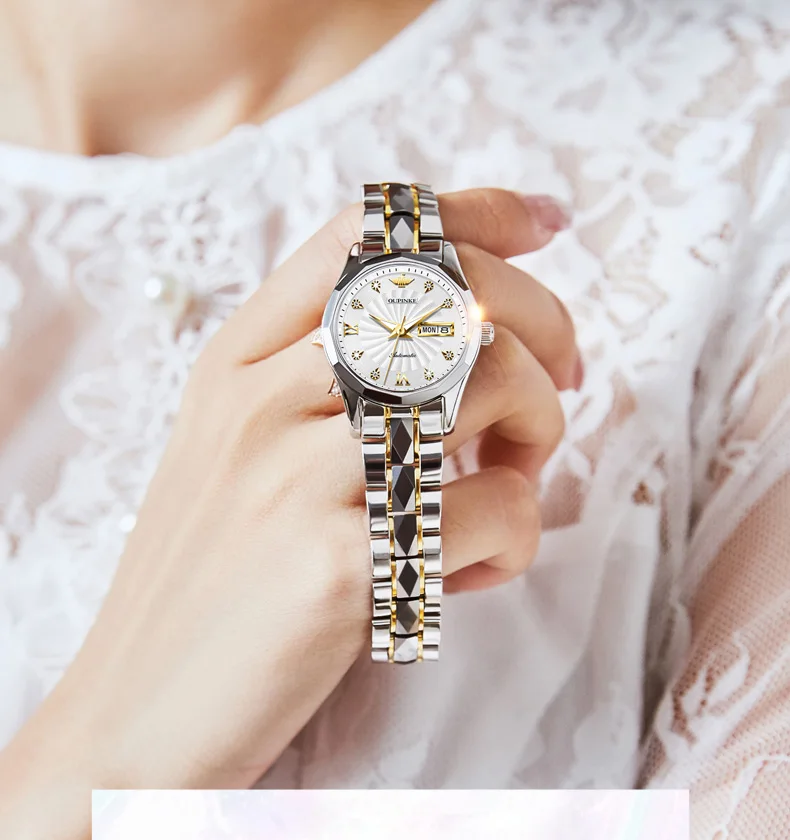 OUPINKE 3169 Women’s Mechanical Tungsten Steel Watch