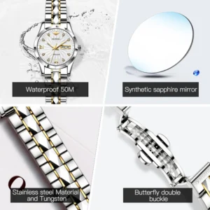 Watch features and materials showcased.