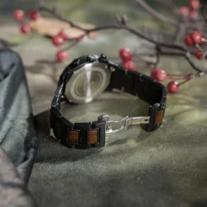 Black wooden band watch clasp