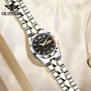 Silver and gold automatic watch