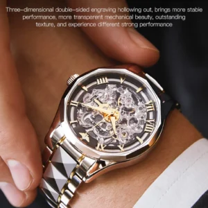 Skeleton automatic watch with bracelet