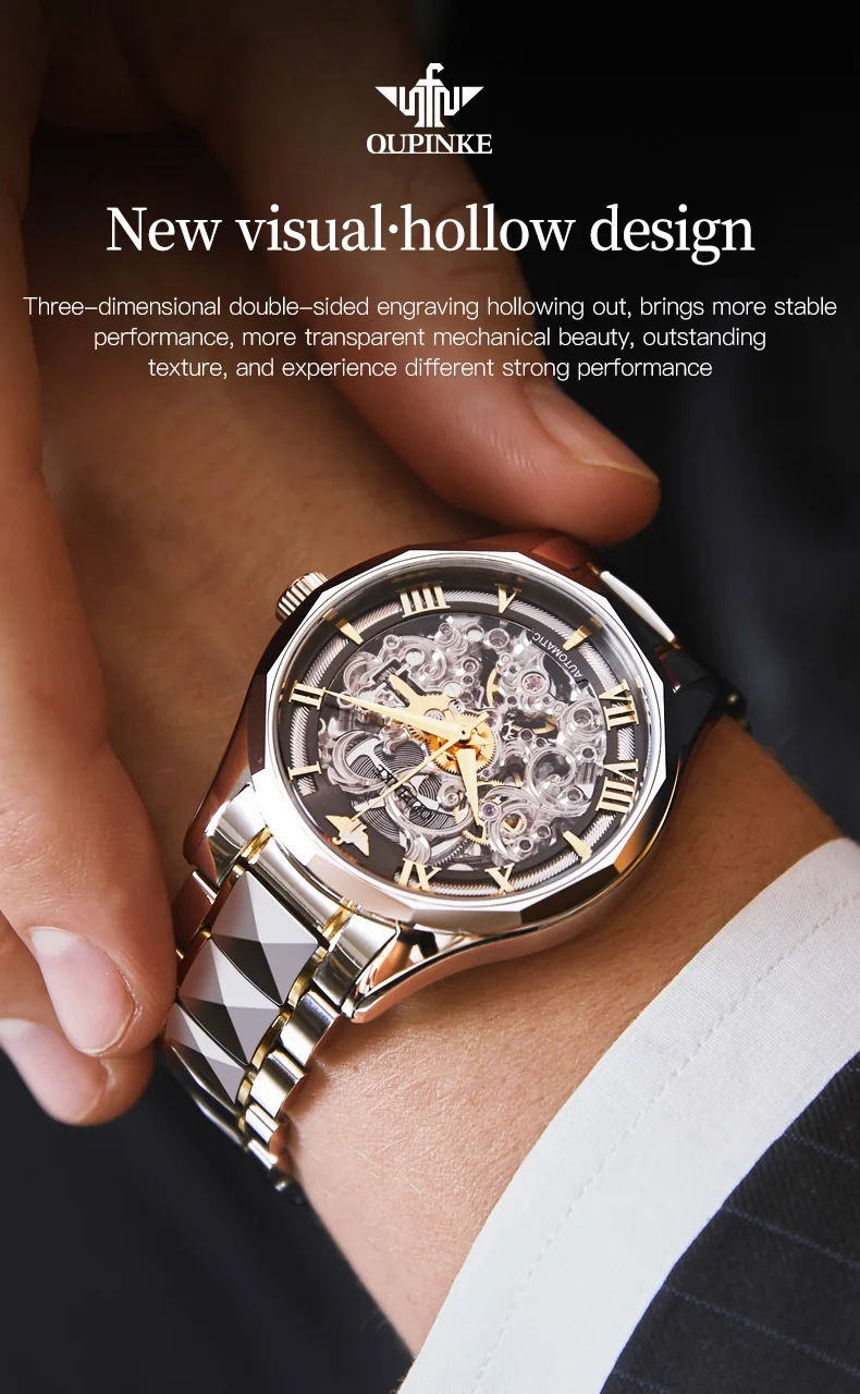 OUPINKE 3168 Skeleton Automatic Men’s Watch