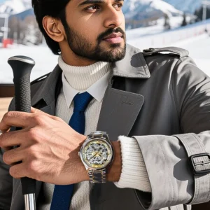 Man with watch and cane