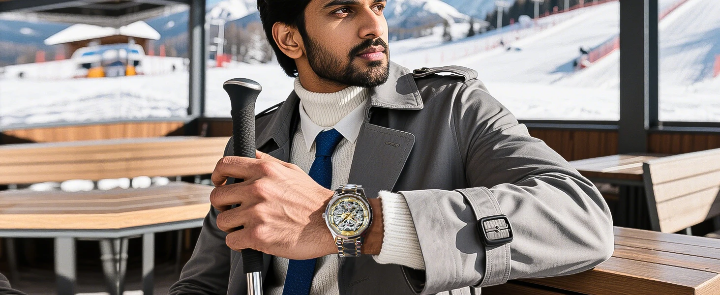 OUPINKE 3168 Skeleton Automatic Men’s Watch