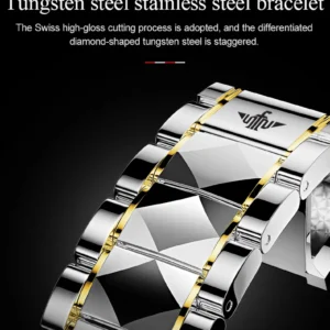 Tungsten steel bracelet with gold accents