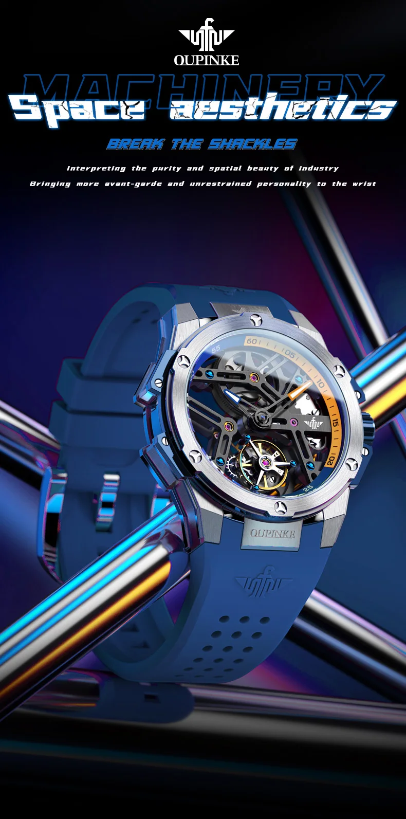 OUPINKE 8003 Skeleton Sport Men’s Watch