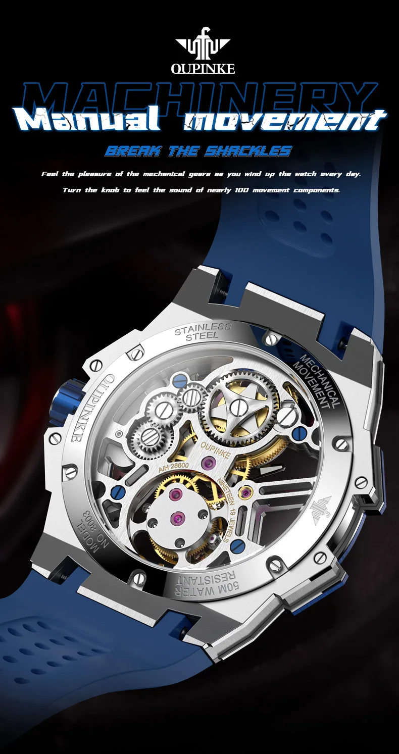 OUPINKE 8003 Skeleton Sport Men’s Watch