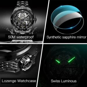 Automatic watch features displayed