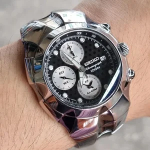 Mens chronograph watch on wrist