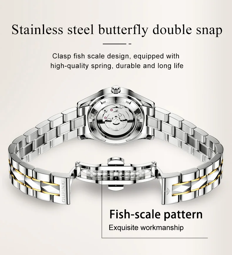 OUPINKE 3169 Women’s Mechanical Tungsten Steel Watch