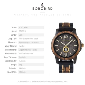 Wooden wrist watch with gold accents