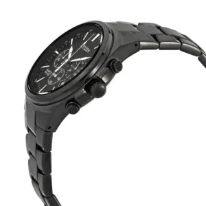 Black metal chronograph watch