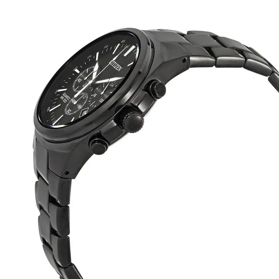 citizen | chronograph quartz black dial men's watch an8175 55e Black metal chronograph watch